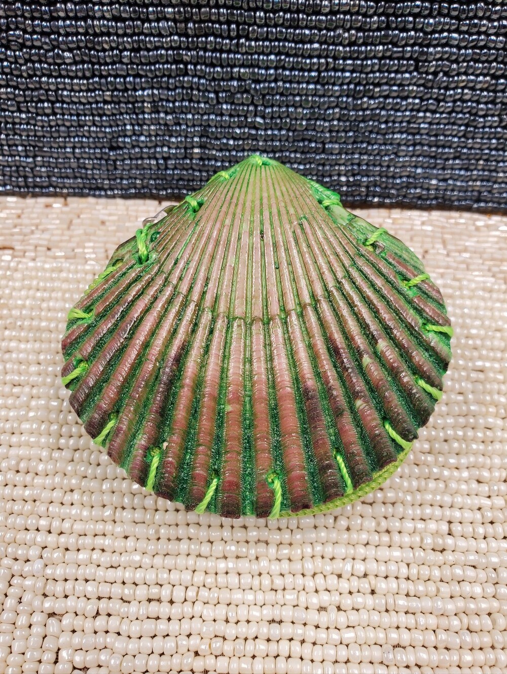 Sea Shell Coin Purse Key Chain hand made in Ecuador. Condition is New. (C8)**